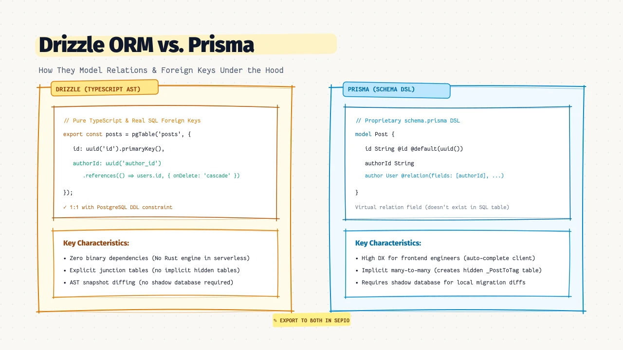 Drizzle ORM vs. Prisma: How They Model Relations and Foreign Keys Under the Hood
